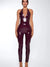 Jumpsuit in pelle PU con scollo profondo a V da donna ATREND