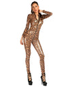 Jumpsuit in pelle verniciata lucida con stampa leopardata da donna ATREND