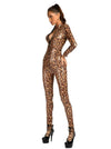 Jumpsuit in pelle verniciata lucida con stampa leopardata da donna ATREND