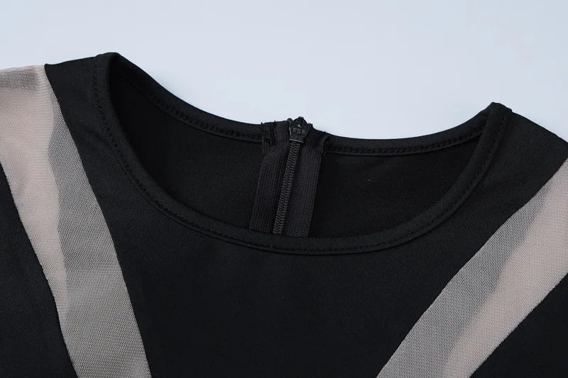 Jumpsuit patchwork a maniche lunghe con cerniera da donna ATREND