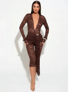 Jumpsuit patchwork trasparente con scollo a V profondo da donna ATREND