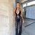 Jumpsuit patchwork trasparente in pizzo senza maniche scavata da donna ATREND