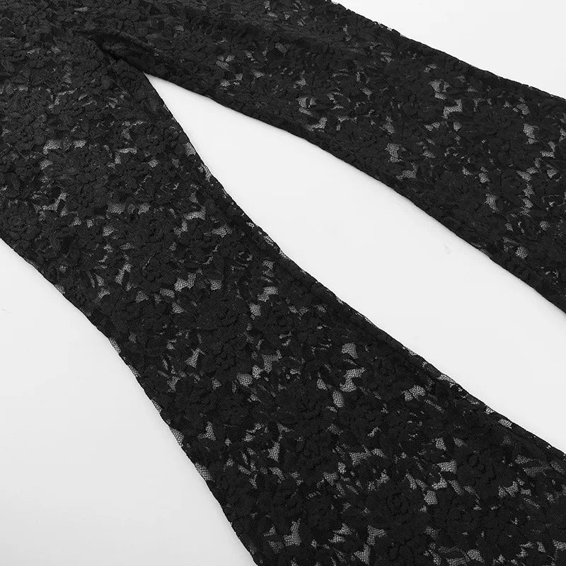 Jumpsuit patchwork trasparente in pizzo senza maniche scavata da donna ATREND