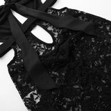Jumpsuit patchwork trasparente in pizzo senza maniche scavata da donna ATREND