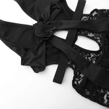 Jumpsuit patchwork trasparente in pizzo senza maniche scavata da donna ATREND