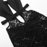 Jumpsuit patchwork trasparente in pizzo senza maniche scavata da donna ATREND
