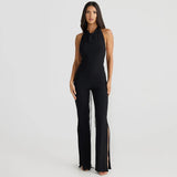 Jumpsuit regolabile con lacci e spacco laterale da donna ATREND