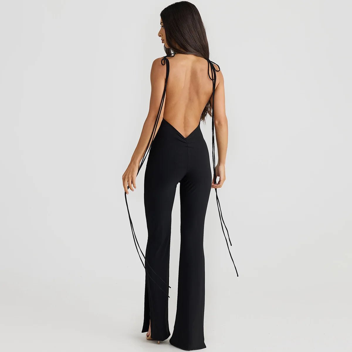 Jumpsuit regolabile con lacci e spacco laterale da donna ATREND