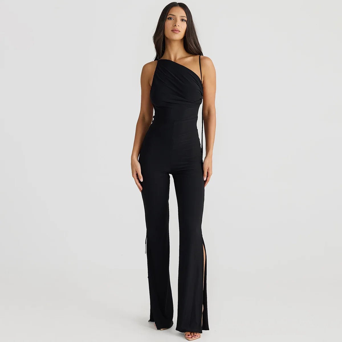 Jumpsuit regolabile con lacci e spacco laterale da donna ATREND
