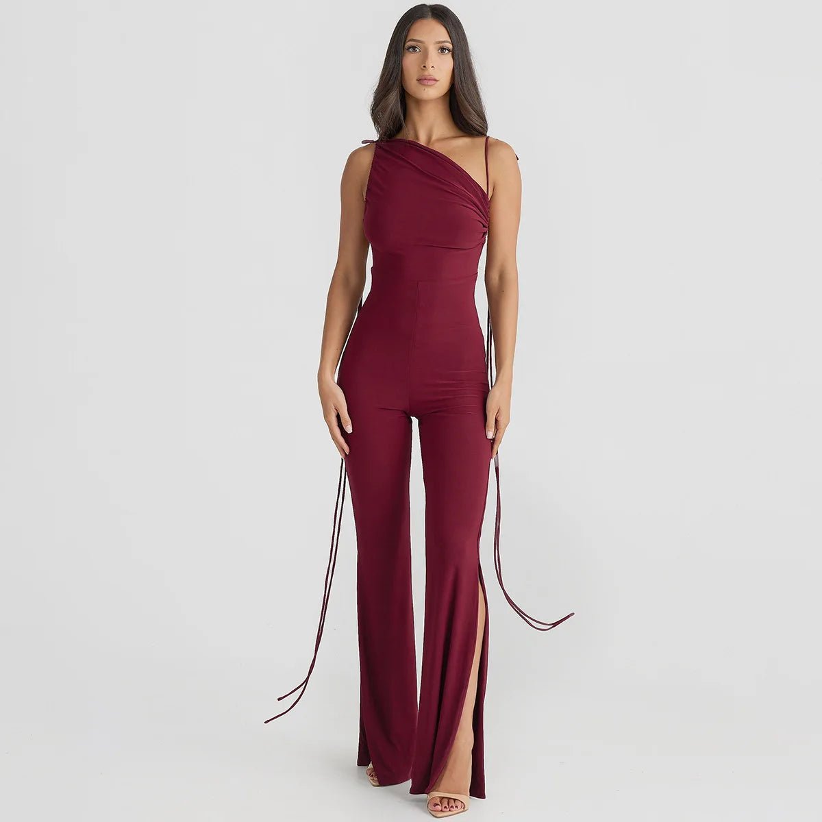 Jumpsuit regolabile con lacci e spacco laterale da donna ATREND