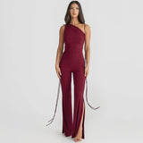 Jumpsuit regolabile con lacci e spacco laterale da donna ATREND
