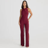 Jumpsuit regolabile con lacci e spacco laterale da donna ATREND