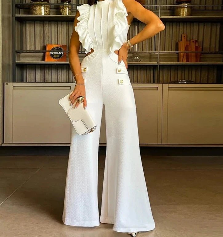 Jumpsuit senza maniche plissettata scavata da donna - Jumpsuit donna ATREND