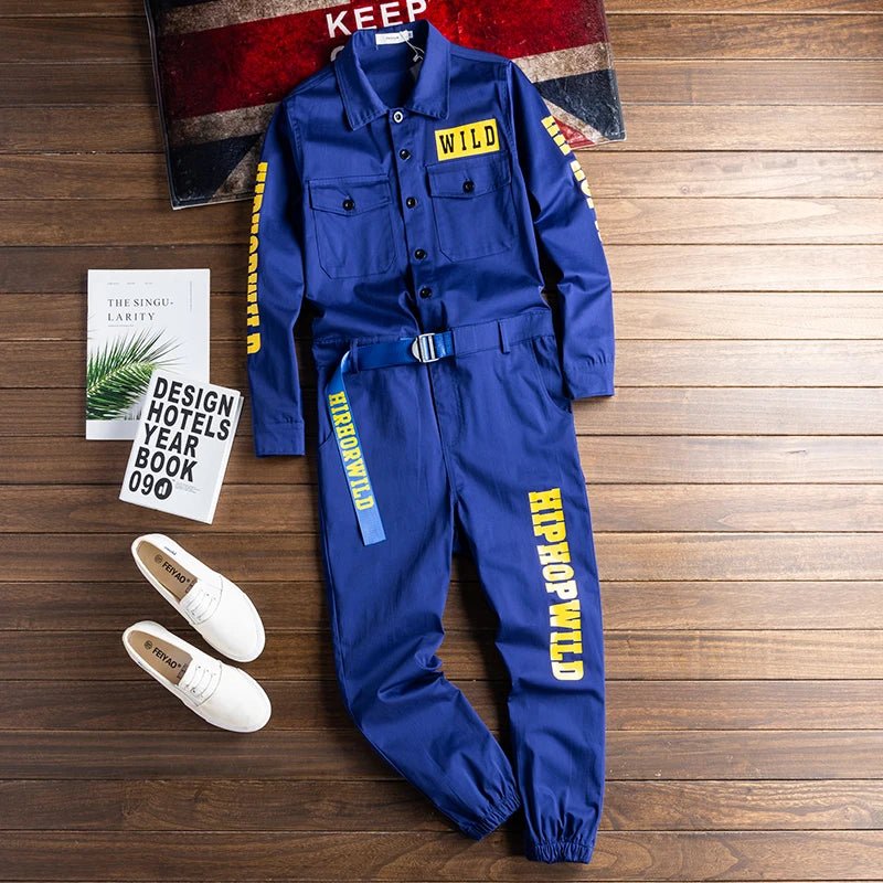 Jumpsuit sportiva con stampa a lettere da uomo - jumpsuit uomo ATREND