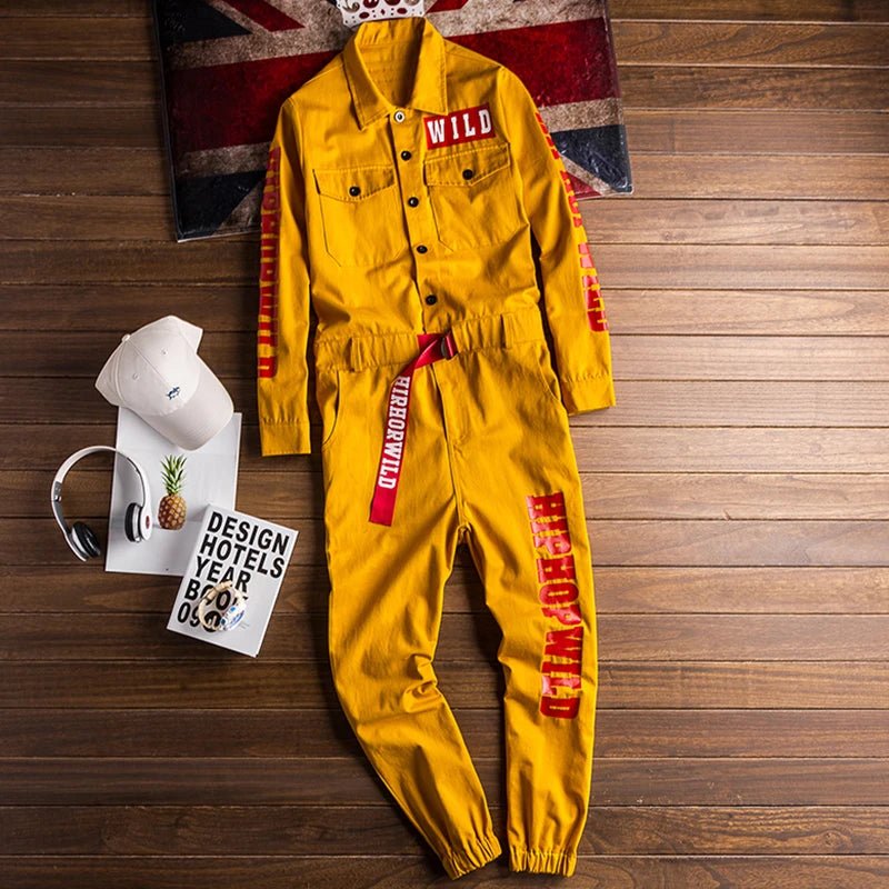Jumpsuit sportiva con stampa a lettere da uomo - jumpsuit uomo ATREND