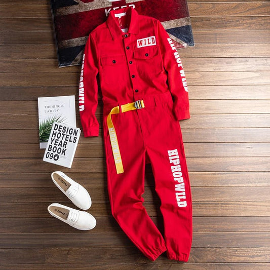Jumpsuit sportiva con stampa a lettere da uomo - jumpsuit uomo ATREND