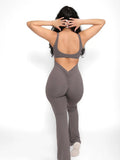 Jumpsuit sportiva scavata senza maniche da donna ATREND