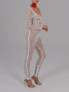 Jumpsuit trasparente in pizzo con bordo a contrasto da donna ATREND