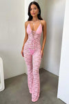 Jumpsuit trasparente in pizzo con lacci da donna ATREND