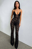 Jumpsuit trasparente in pizzo con lacci da donna - Jumpsuit donna ATREND