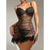 Lingerie patchwork con trasparenze e pizzo senza maniche da donna ATREND