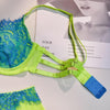 Lingerie patchwork reggiseno perizoma & giarrettiera fluo da donna ATREND