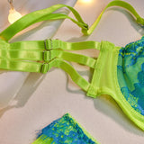 Lingerie patchwork reggiseno perizoma & giarrettiera fluo da donna - intimo lingerie ATREND