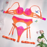 Lingerie patchwork reggiseno perizoma & giarrettiera fluo da donna - intimo lingerie ATREND