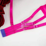 Lingerie patchwork reggiseno perizoma & giarrettiera fluo da donna - intimo lingerie ATREND