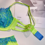 Lingerie patchwork reggiseno perizoma & giarrettiera fluo da donna - intimo lingerie ATREND