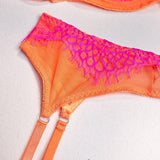 Lingerie patchwork reggiseno perizoma & giarrettiera fluo da donna - intimo lingerie ATREND