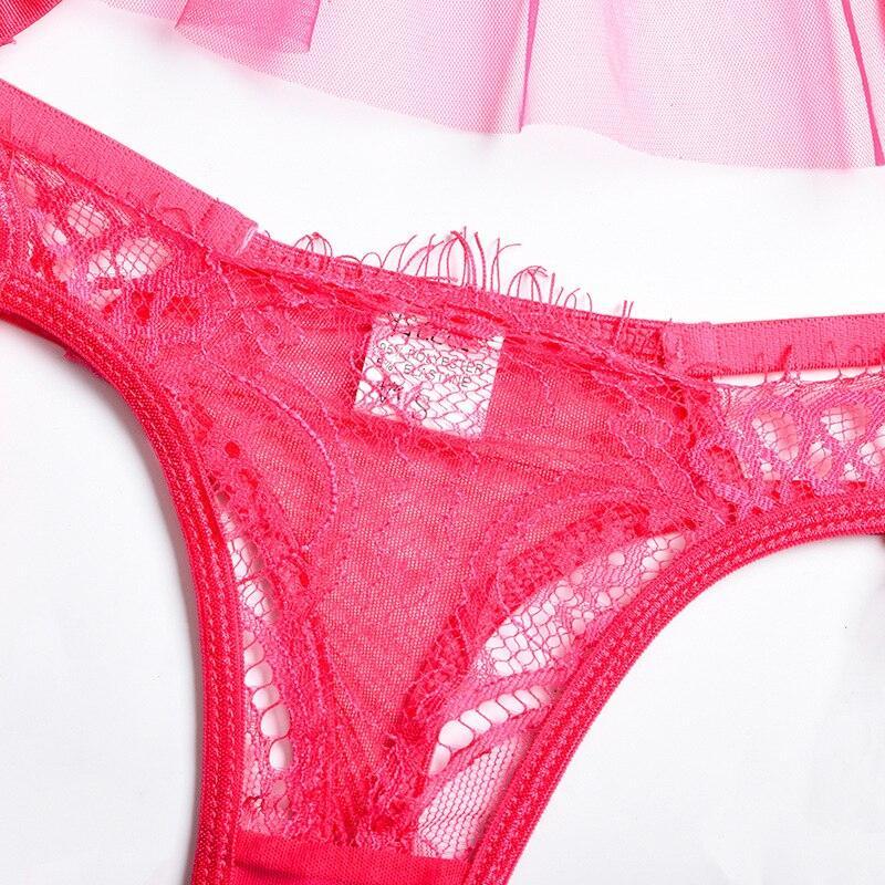 Lingerie patchwork reggiseno perizoma & giarrettiere da donna - intimo lingerie ATREND