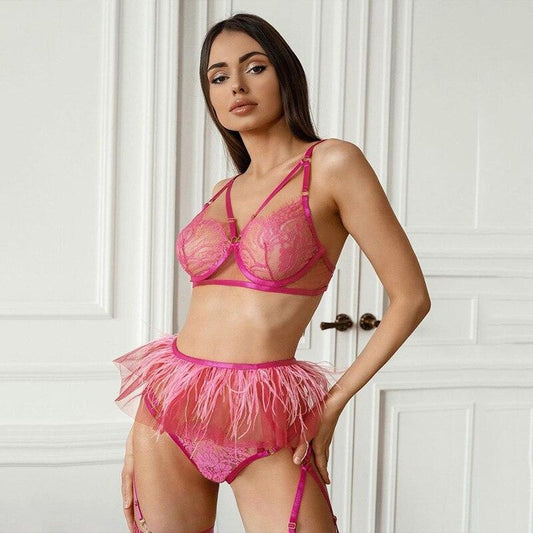 Lingerie patchwork reggiseno perizoma & giarrettiere da donna - intimo lingerie ATREND