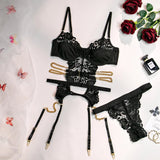 Lingerie reggiseno con giarrettiera e perizoma con catena da donna - intimo lingerie ATREND