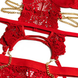 Lingerie reggiseno con giarrettiera e perizoma con catena da donna - intimo lingerie ATREND