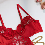 Lingerie reggiseno con giarrettiera e perizoma con catena da donna - intimo lingerie ATREND