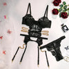 Lingerie reggiseno con giarrettiera e perizoma con catena da donna ATREND