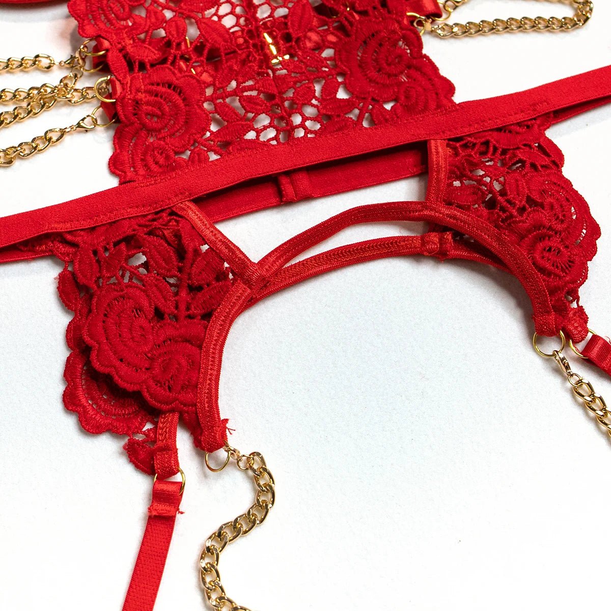 Lingerie reggiseno con giarrettiera e perizoma con catena da donna - intimo lingerie ATREND
