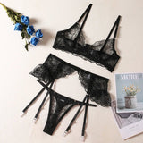Lingerie reggiseno perizoma e giarrettiera trasparente floreale da donna - intimo lingerie ATREND