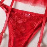 Lingerie reggiseno perizoma e giarrettiere patchwork da donna - intimo lingerie ATREND
