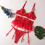 Lingerie reggiseno perizoma e giarrettiere patchwork da donna - intimo lingerie ATREND