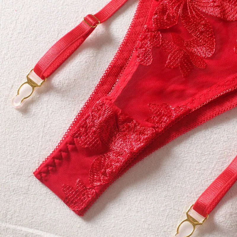 Lingerie reggiseno perizoma e giarrettiere patchwork da donna - intimo lingerie ATREND