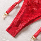Lingerie reggiseno perizoma e giarrettiere patchwork da donna - intimo lingerie ATREND