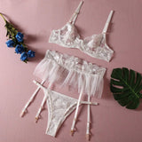 Lingerie reggiseno perizoma e giarrettiere patchwork da donna - intimo lingerie ATREND