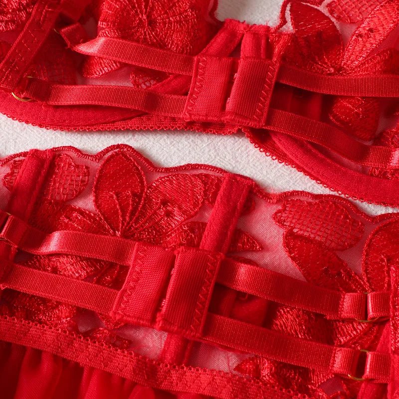 Lingerie reggiseno perizoma e giarrettiere patchwork da donna - intimo lingerie ATREND