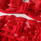 Lingerie reggiseno perizoma e giarrettiere patchwork da donna - intimo lingerie ATREND