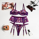 Lingerie reggiseno perizoma floreale & giarrettiere da donna - intimo lingerie ATREND