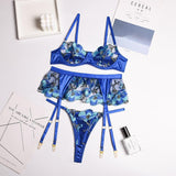 Lingerie reggiseno perizoma floreale & giarrettiere da donna - intimo lingerie ATREND