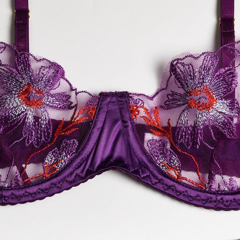 Lingerie reggiseno perizoma floreale & giarrettiere da donna - intimo lingerie ATREND