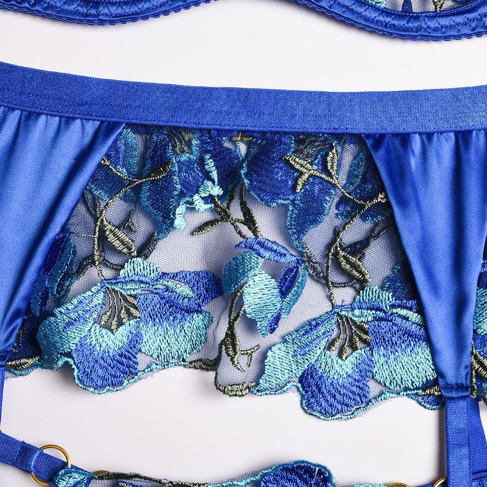 Lingerie reggiseno perizoma floreale & giarrettiere da donna - intimo lingerie ATREND